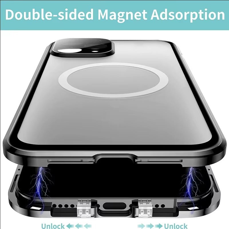Premium 360° Glass Apple iPhone Case, MagSafe Compatible, Ultra Thin Magnetic Shockproof Full Protection