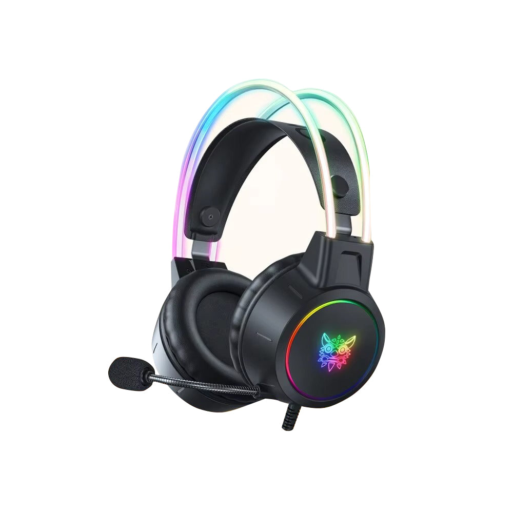 Premium Cat Ear Gaming Headset for iPhone & Mac – Wired Over-Ear Headphones with RGB Lights, Noise Streaming & Online Play