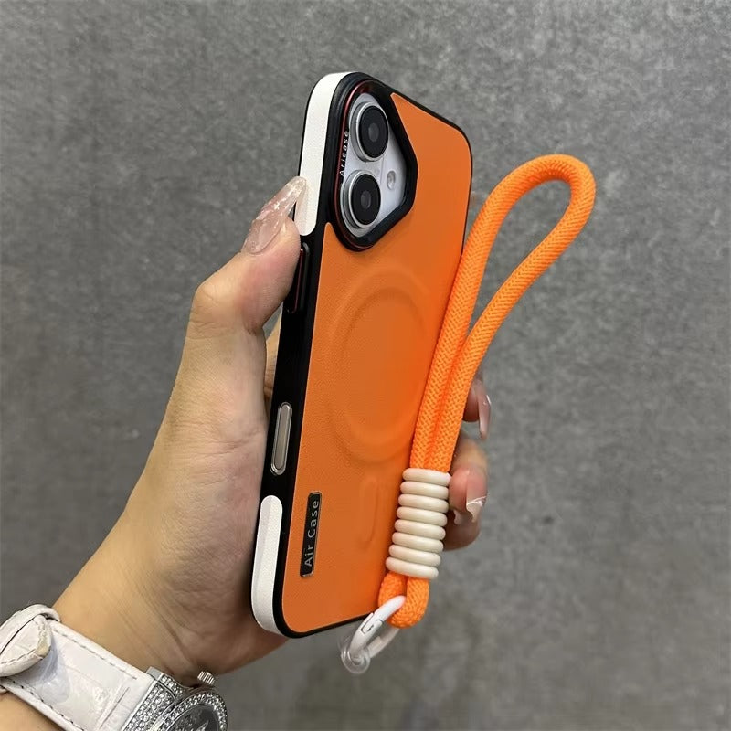 Luxury Apple iPhone Case, MagSafe Compatible, Camera Lens & Screen Protection, Ultra Thin, Shockproof, Magnetic Full All Around Cover – Wireless Charging Lanyard Bumper Case