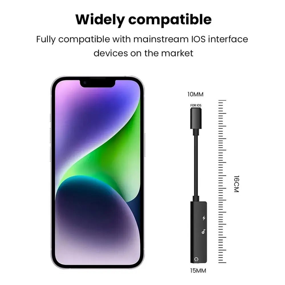 High Quality 3-in-1 Lightning to 3.5mm Audio Adapter for iPhone – AUX Jack, Charger Splitter, HiFi Sound, Fast Charging, Headphone Converter for iOS Devices