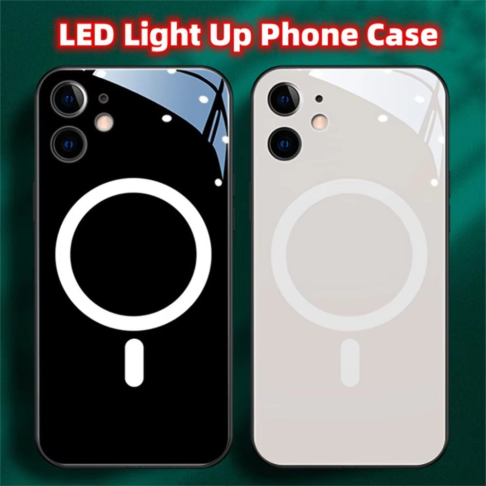Premium Apple iPhone Case, MagSafe Compatible, Camera Lens and Screen Protection, Ultra Thin, Shockproof, Magnetic, Full All Around Protection, LED Call Flash Glass Cover
