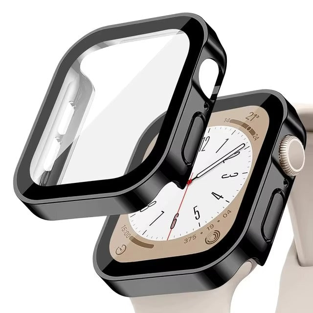 Premium Glass Screen Protector Case – Full Coverage, Straight Edge, Snap-On Protective Cover for 40mm to 49mm Smartwatches