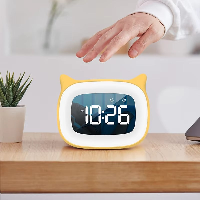 Premium Rechargeable LED Alarm Clock for iPhone Users – Touch Control Night Light, Always-On Display, 12/24H Music Desk Clock