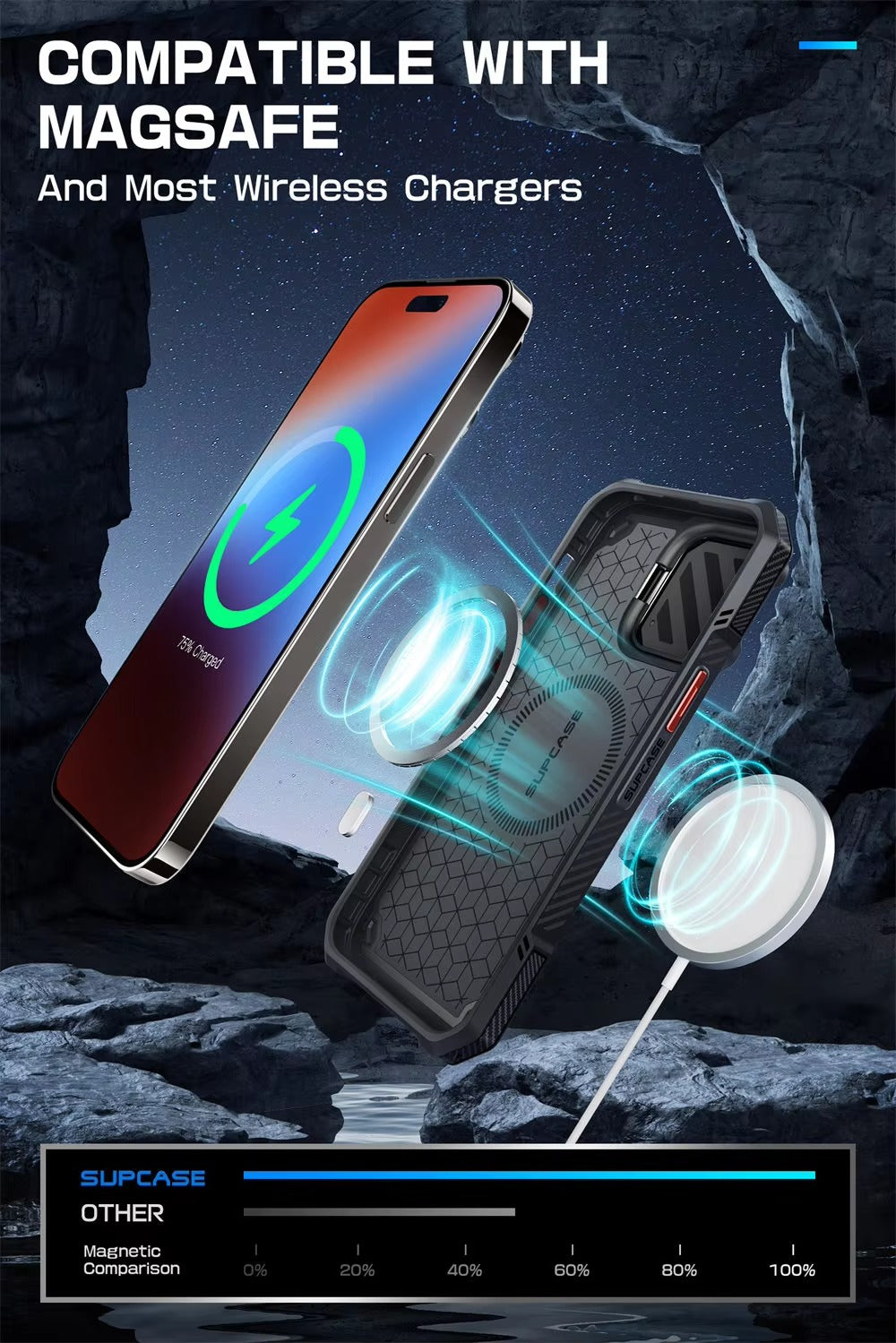 Robust Apple iPhone Case, MagSafe Compatible, Ultra Thin Magnetic Shockproof Cover with Camera Lens Shield, Kickstand Frame