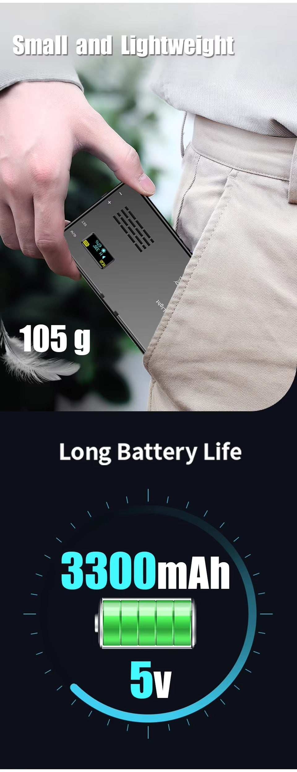 High Quality, RGB LED Video Light Panel – Adjustable 2500–9000K Fill Light with LCD Display, Vlogging, and Apple Devices