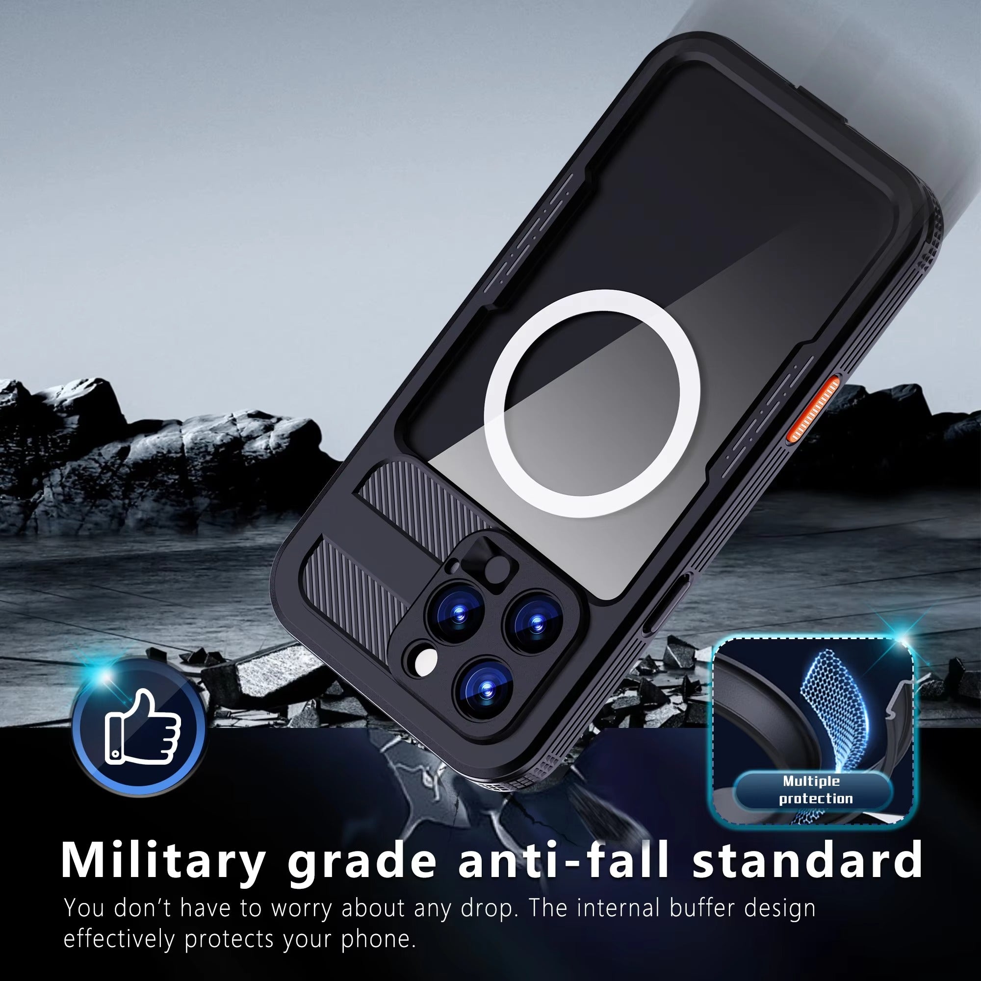 Premium Apple iPhone Case MagSafe Compatible, Camera Lens & Screen Protection, Ultra Thin Shockproof Magnetic Full All Around Protection Cover with IP68 Waterproof Charging Design