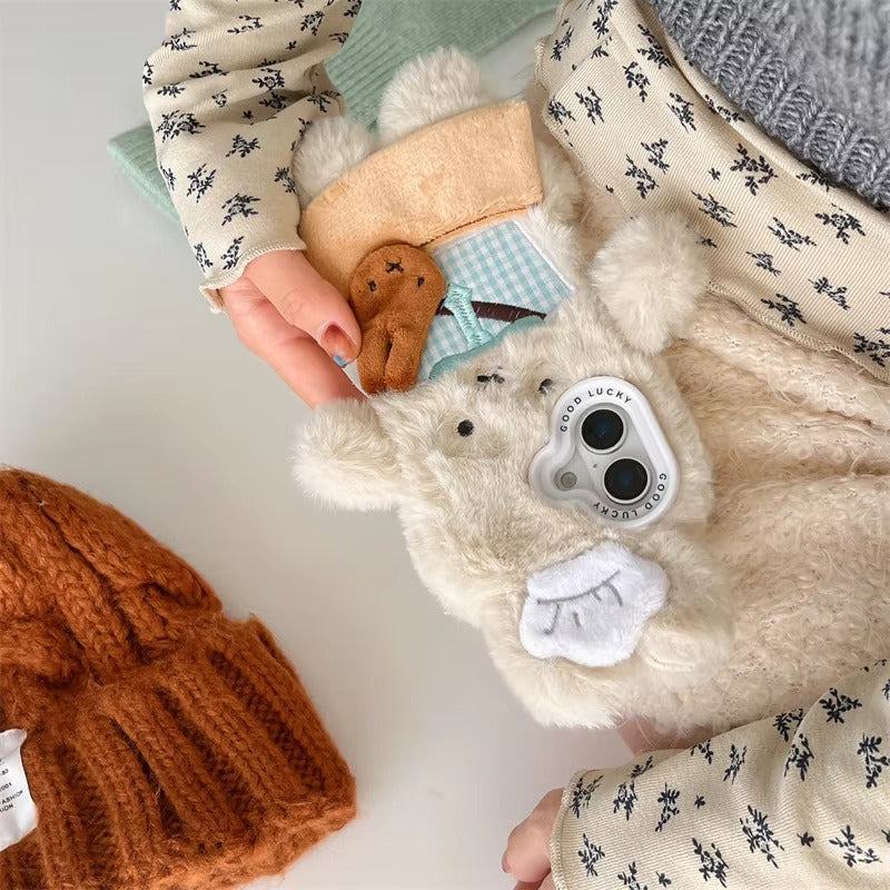 Luxury Apple iPhone Case, MagSafe Compatible, Camera Lens and Screen Protection, Ultra Thin, Shockproof, Magnetic, Full All Around Protection, Fluffy Rabbit Fur Cover