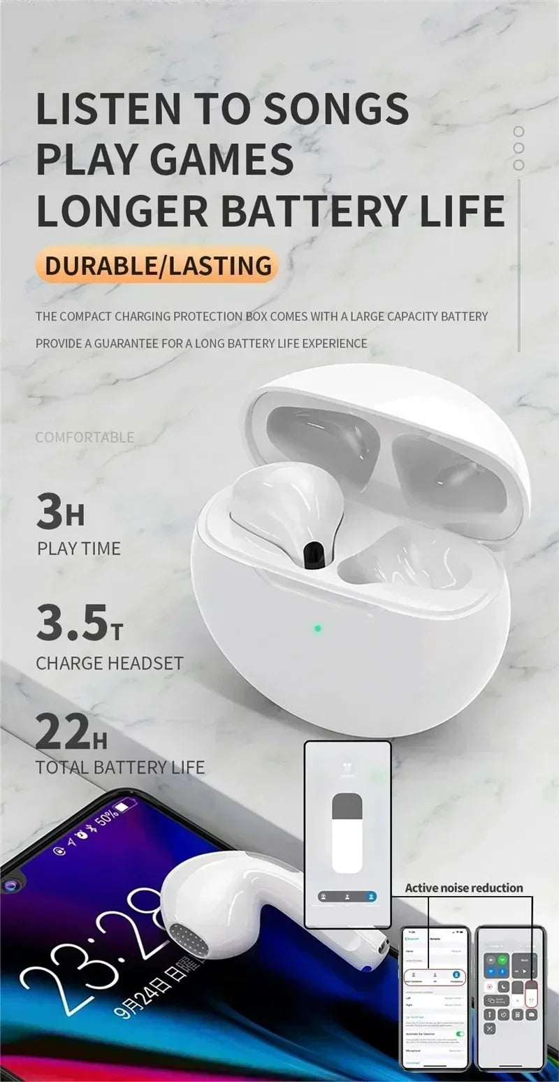 Premium TWS Wireless Earbuds with Mic – Bluetooth 5.0, Noise Cancelling, Touch Control, Long Battery Life, HiFi Stereo Earphones for iOS & Android