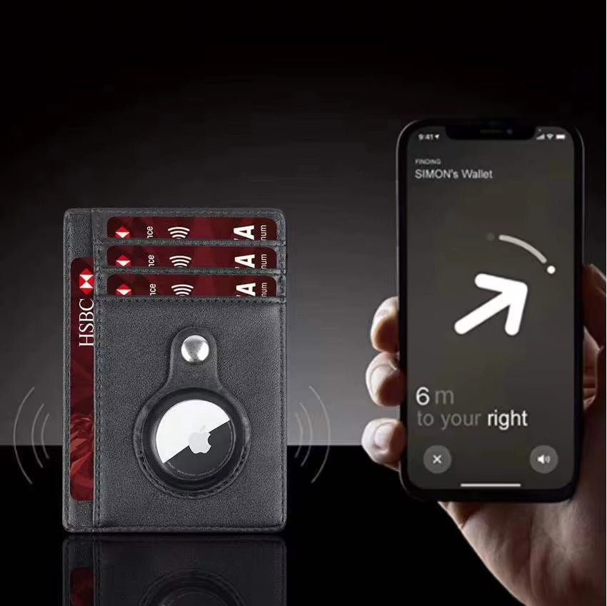 Premium Leather Airtag Wallet – Slim Anti-Lost Card Holder with GPS Tracker Slot, RFID Blocking, Scratch-Resistant Case for Men & Women