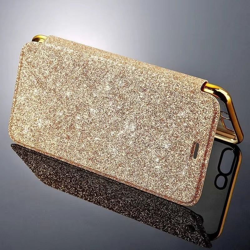 Luxury Apple iPhone Case, MagSafe Compatible, Camera Lens and Screen Protection, Ultra Thin, Shockproof, Magnetic, Full All Around Protection, Glitter Flip Wallet Cover
