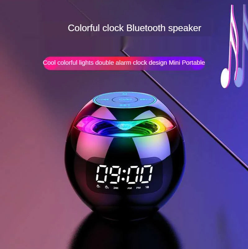 High Quality Bluetooth Alarm Clock Speaker with Colorful LED Light – Mini Portable Wireless Speaker, Dual Alarms, TF Card, FM Radio, 18H Playtime, USB Rechargeable