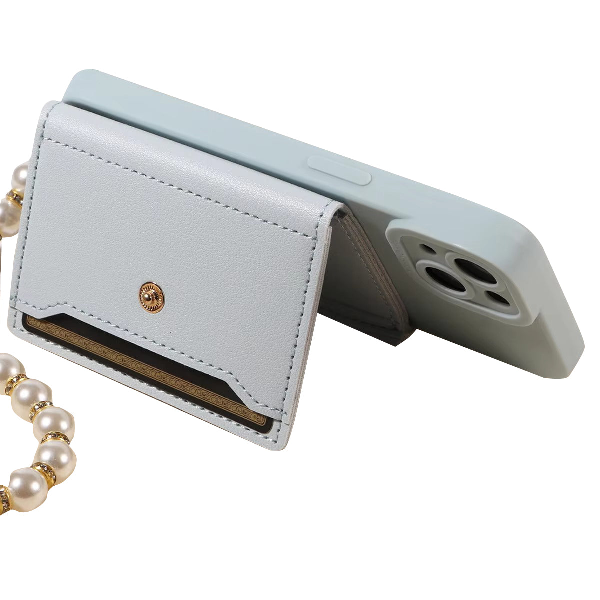 High Quality Apple iPhone Case, MagSafe Compatible, Camera Lens & Screen Protection, Ultra Thin, Shockproof, Magnetic Full All Around Cover – PU Leather Wallet Case with Mirror, Zipper & Pearl Strap