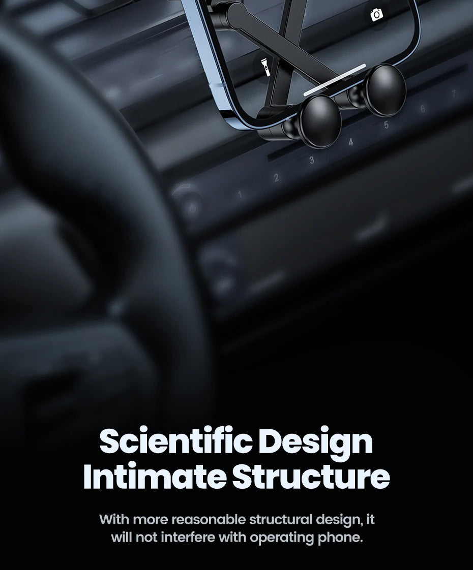 Premium Gravity Car Phone Holder – Dashboard & Air Vent Mount, Auto Lock Bracket, 360° Rotation, Anti-Slip, Universal Fit for 4.7-7" Smartphones