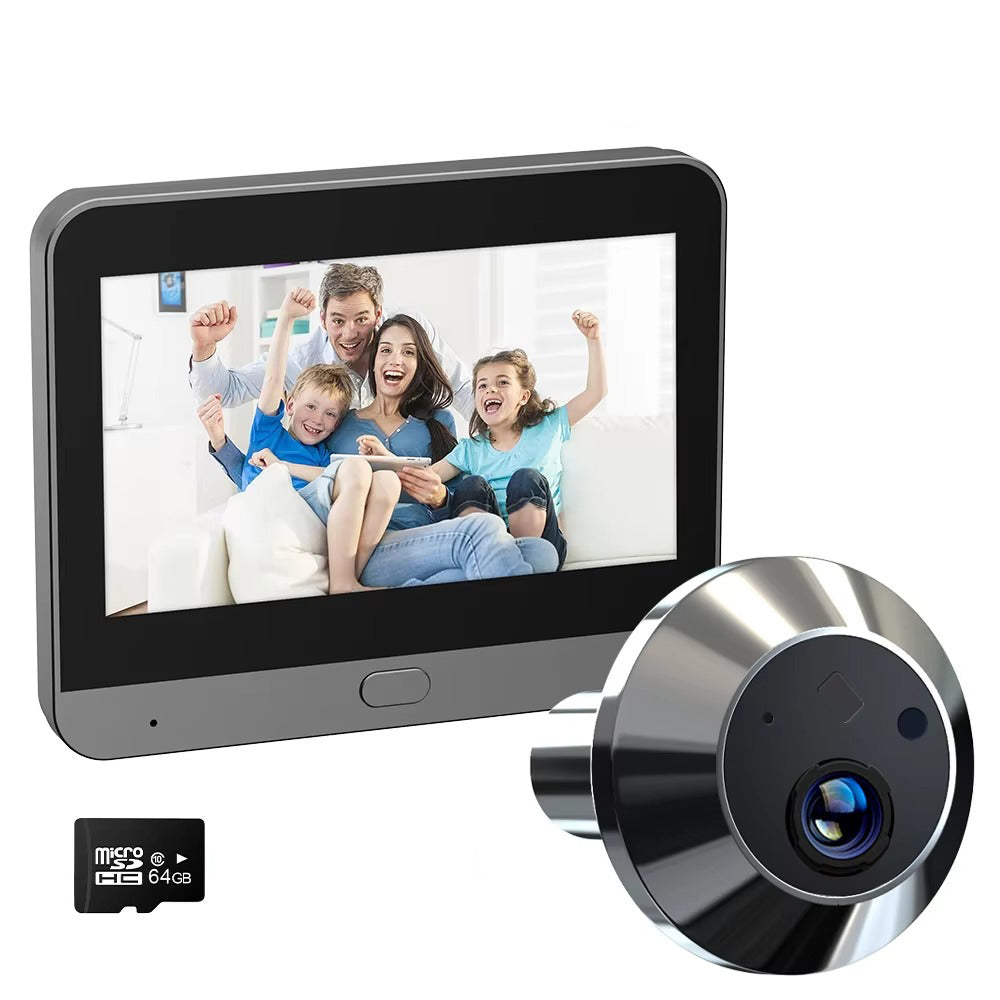 High Quality Smart Door Viewer for iPhone, 3MP WiFi Peephole Camera, Battery-Powered PIR Motion Sensor with 140° Wide Angle