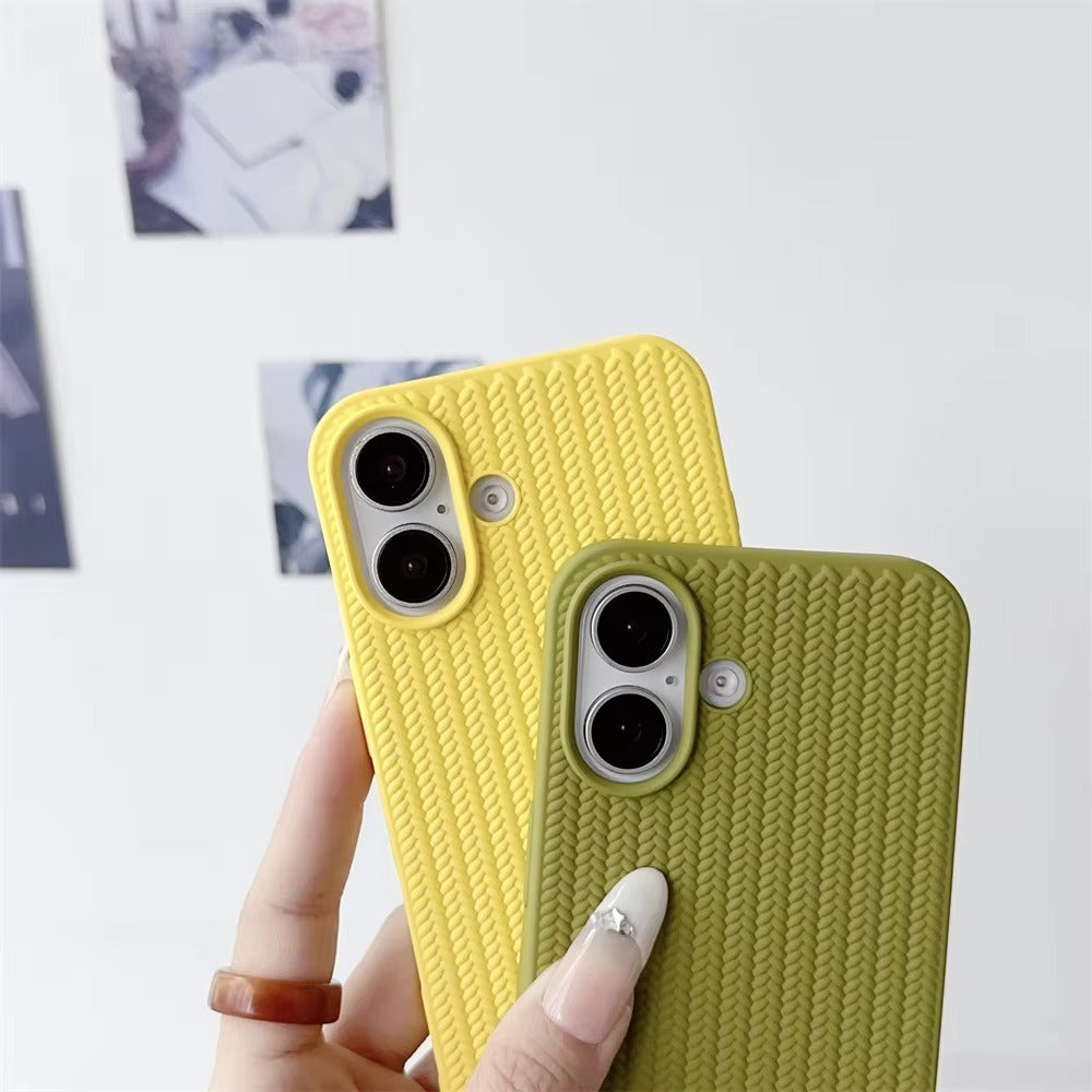 Luxury Apple iPhone Case, MagSafe Compatible, Camera Lens & Screen Protection, Ultra Thin, Shockproof, Magnetic Full All Around Cover – Woven Pattern Soft Silicone Case with Solid Color Stylish Design