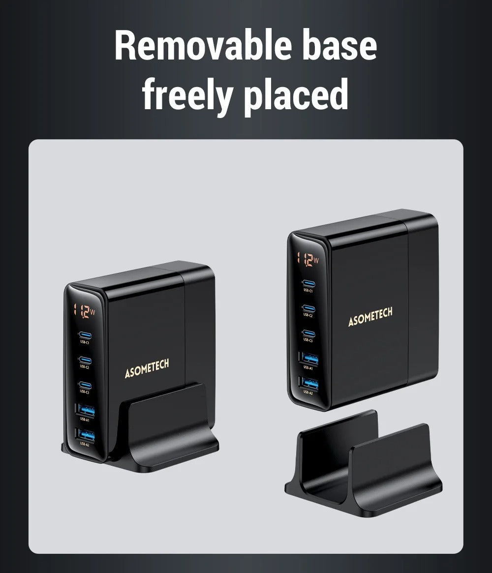 High Quality 140W GaN Desktop Charger – 5 Port Fast Charging Station with USB C PD PPS QC Support for Laptops, Tablets, Phones and Smart Devices