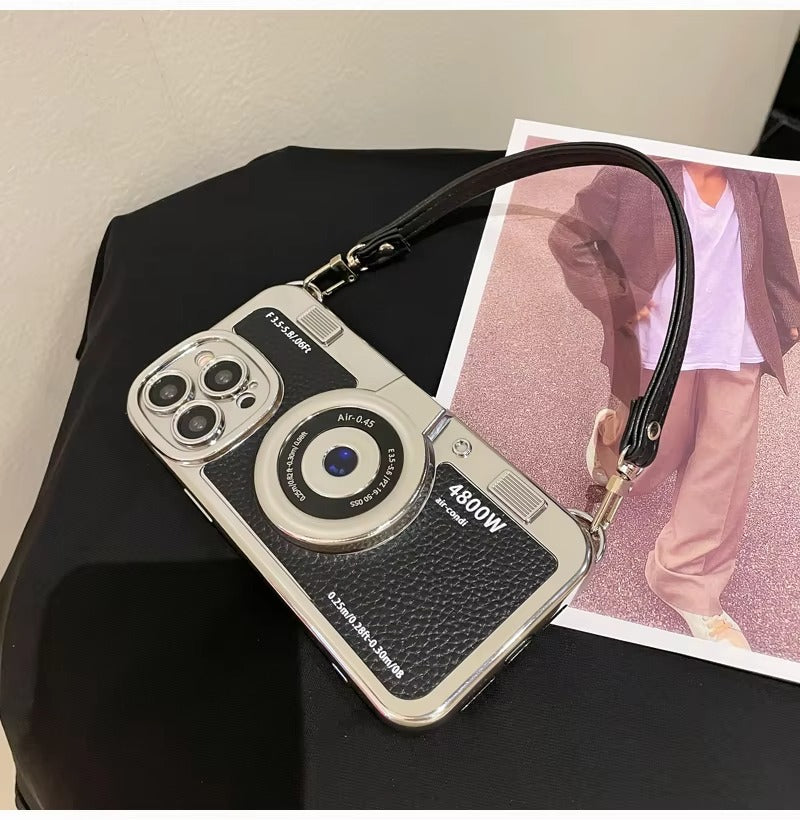 Premium Apple iPhone Case, MagSafe Compatible, Camera Lens & Screen Protection, Ultra Thin, Shockproof, Magnetic Full All Around Cover – Plated Camera Style Case with Lychee Texture & Anti-Fall Leather Rope