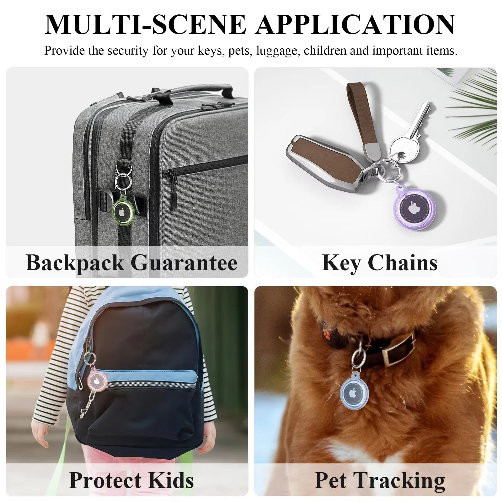 Premium Transparent Waterproof TPU AirTag Case – Full Protective Shell with Anti-Lost Keychain, Shockproof Pet Collar Tracker Cover