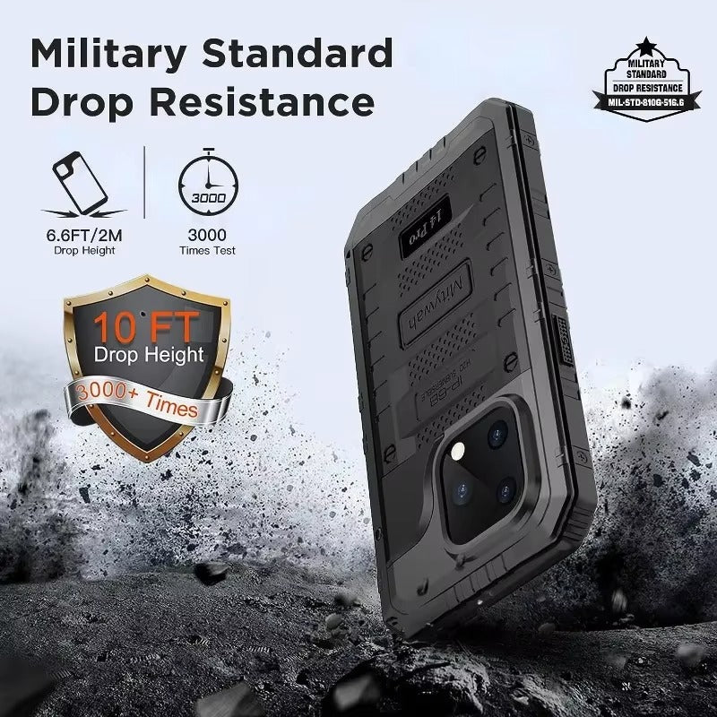 Robust Apple iPhone Case MagSafe Compatible, Camera Lens & Screen Protection, Cover with IP68 Heavy Duty Metal Armor
