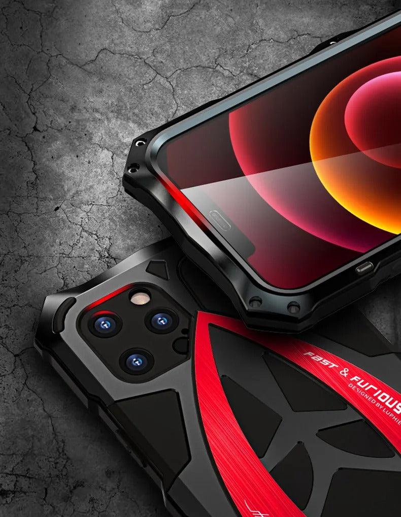 Robust Apple iPhone Case, MagSafe Compatible, Camera Lens & Screen Protection, Ultra Thin, Shockproof, Magnetic Full All Around Cover – 360° Full-Dome Armor Metal Case with Aluminum Bumper & Hybrid Rugged Protection