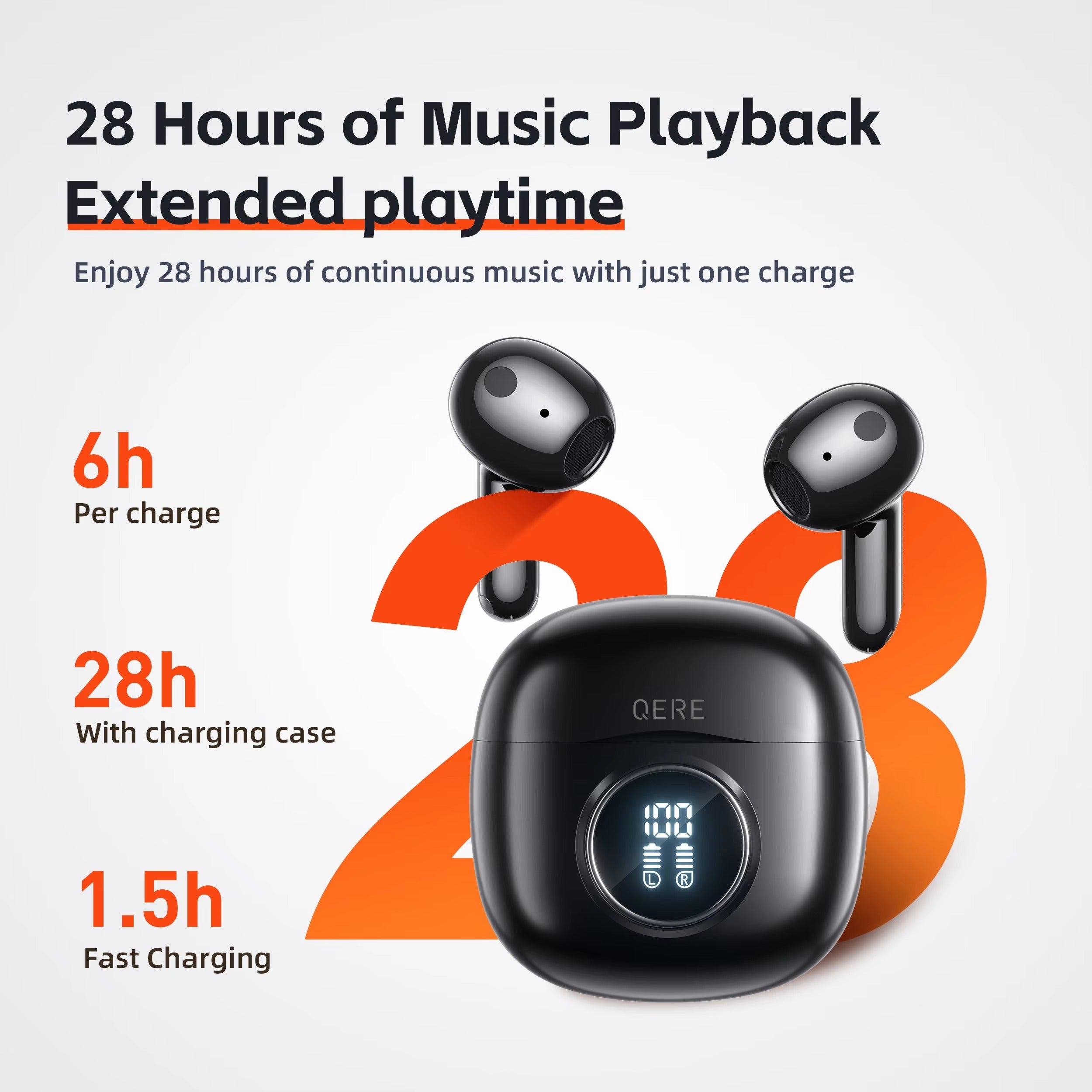 High Quality TWS Bluetooth 5.3 Earphones – 13mm Driver, 4 Mic ENC, Touch Control, LED Display, HiFi Bass, 28H Battery, Waterproof Wireless Headphones