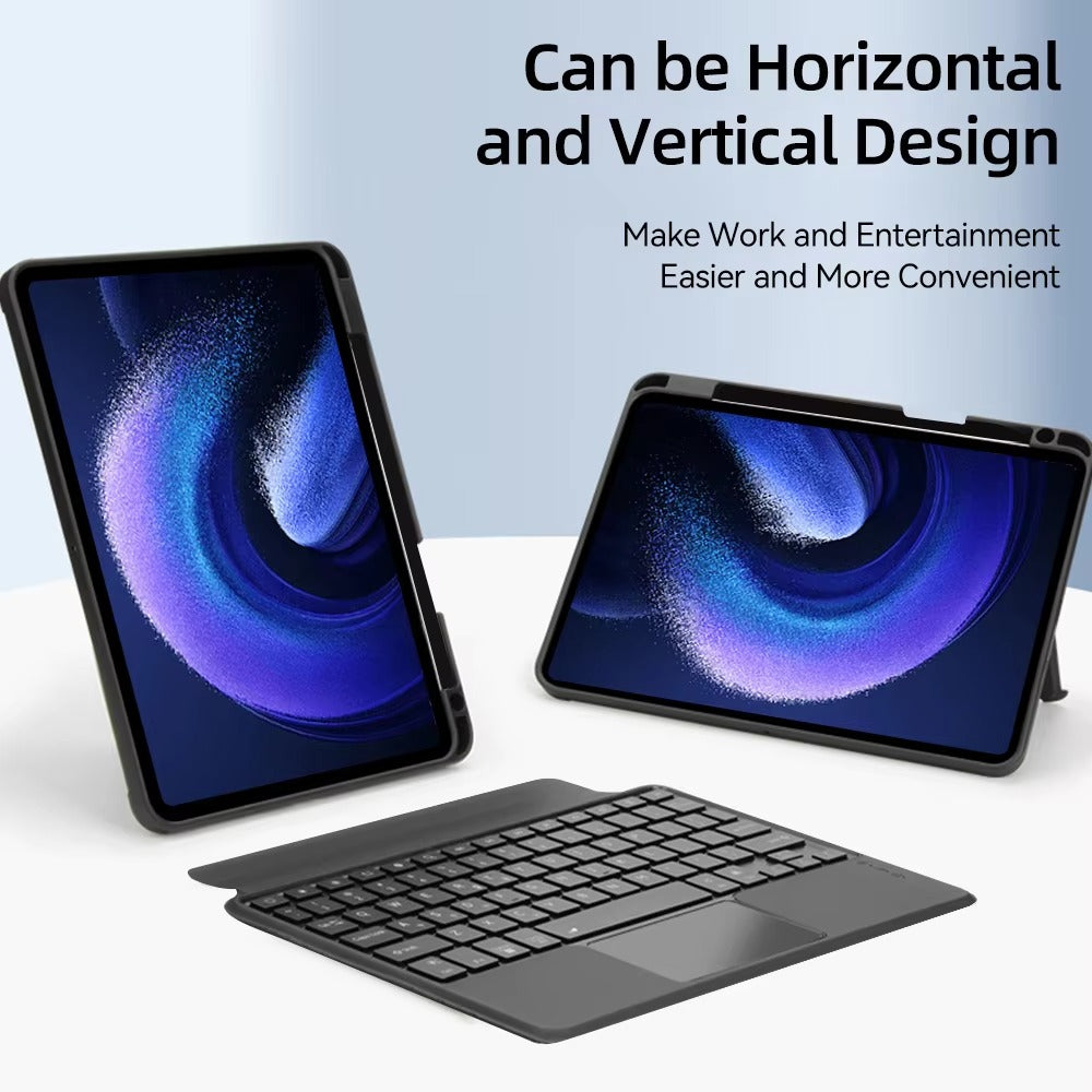 Premium Bluetooth Keyboard Case for Tablet – Magnetic Detachable Backlit Keyboard with Multi-Touch Trackpad, Type-C Fast Charging, Adjustable Angle & 360° Protection