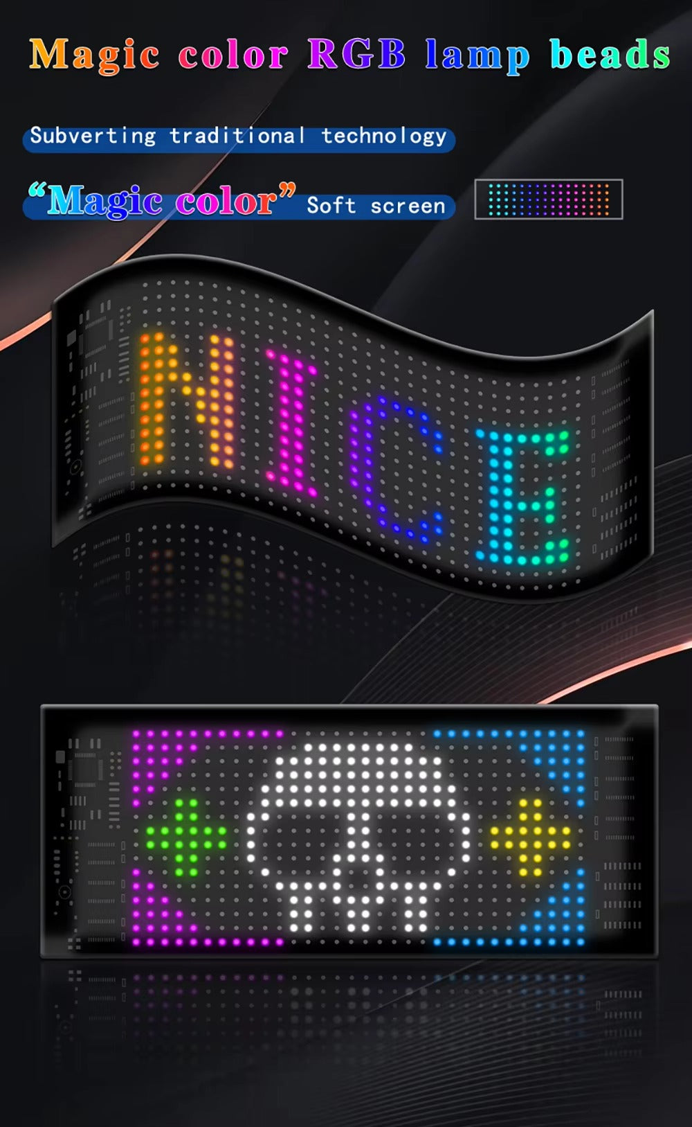 High Quality Flexible LED Matrix Panel with Bluetooth App Control, USB 5V Programmable Display Sign for Car, Storefronts