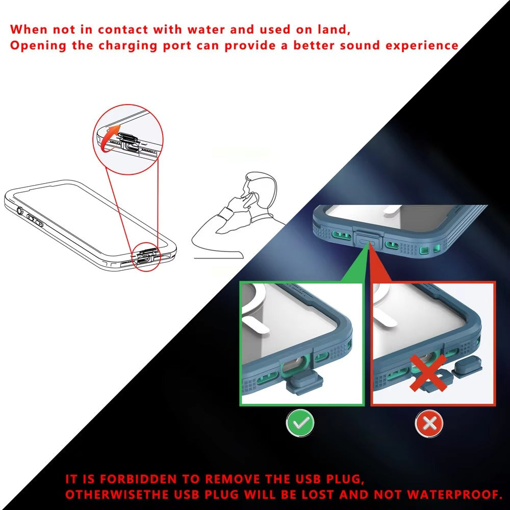 High Quality Apple iPhone Case MagSafe Compatible, Camera Lens & Screen Protection, Ultra Thin Shockproof Magnetic Full All Around Protection Cover with IP68 Snowproof Design