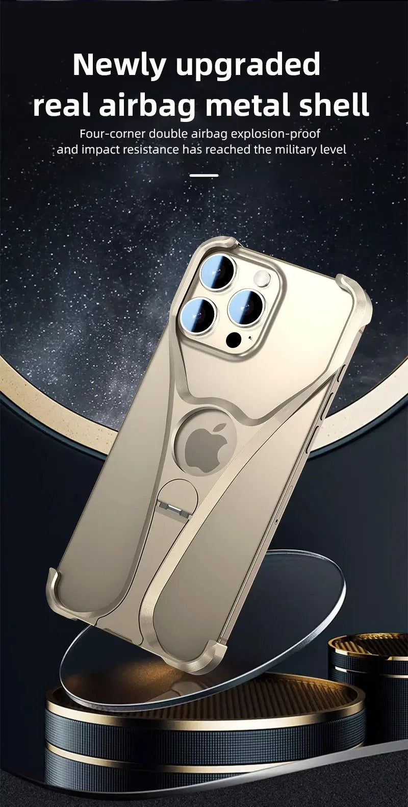 Premium Apple iPhone Case, MagSafe Compatible, Camera Lens & Screen Protection, Ultra Thin, Shockproof, Magnetic Full All Around Cover – Frameless Aluminum Alloy Case with Metal Holder, Stand & Heat Dissipation Design