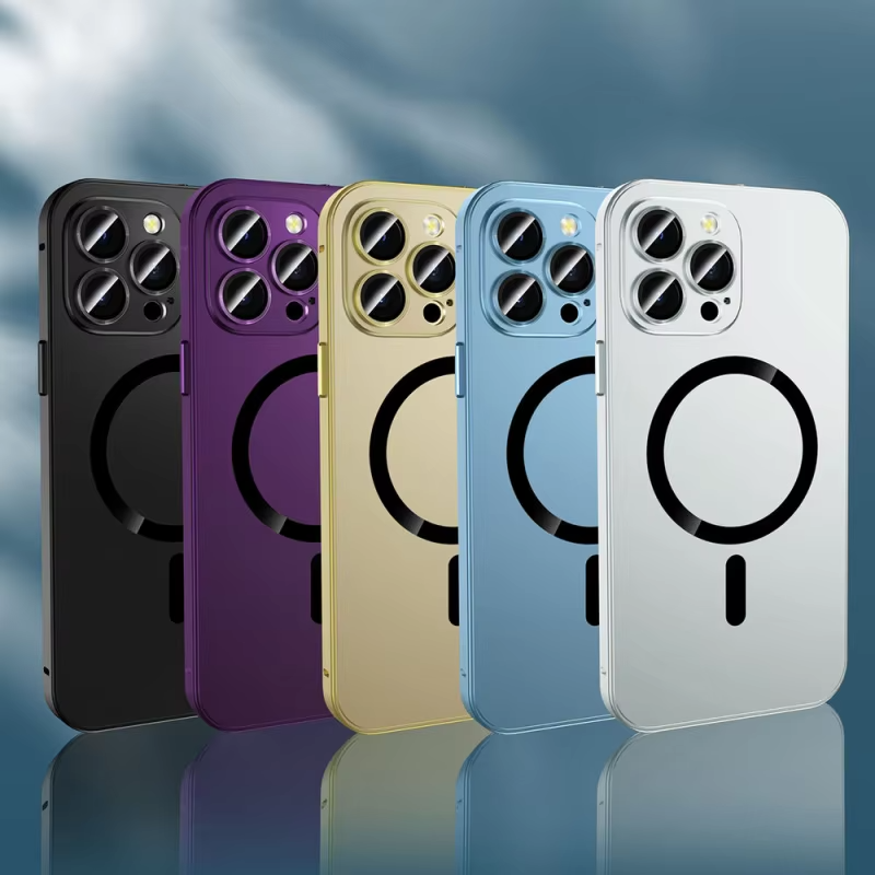 Luxury Apple iPhone Case, MagSafe Compatible, Camera Lens & Screen Protection, Ultra Thin, Shockproof, Magnetic Full All Around Cover – Metal Frame Case with Aluminum PC Back Panel for Sleek Durable Protection