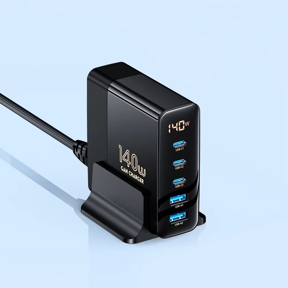 High Quality 140W GaN Desktop Charger – 5 Port Fast Charging Station with USB C PD PPS QC Support for Laptops, Tablets, Phones and Smart Devices