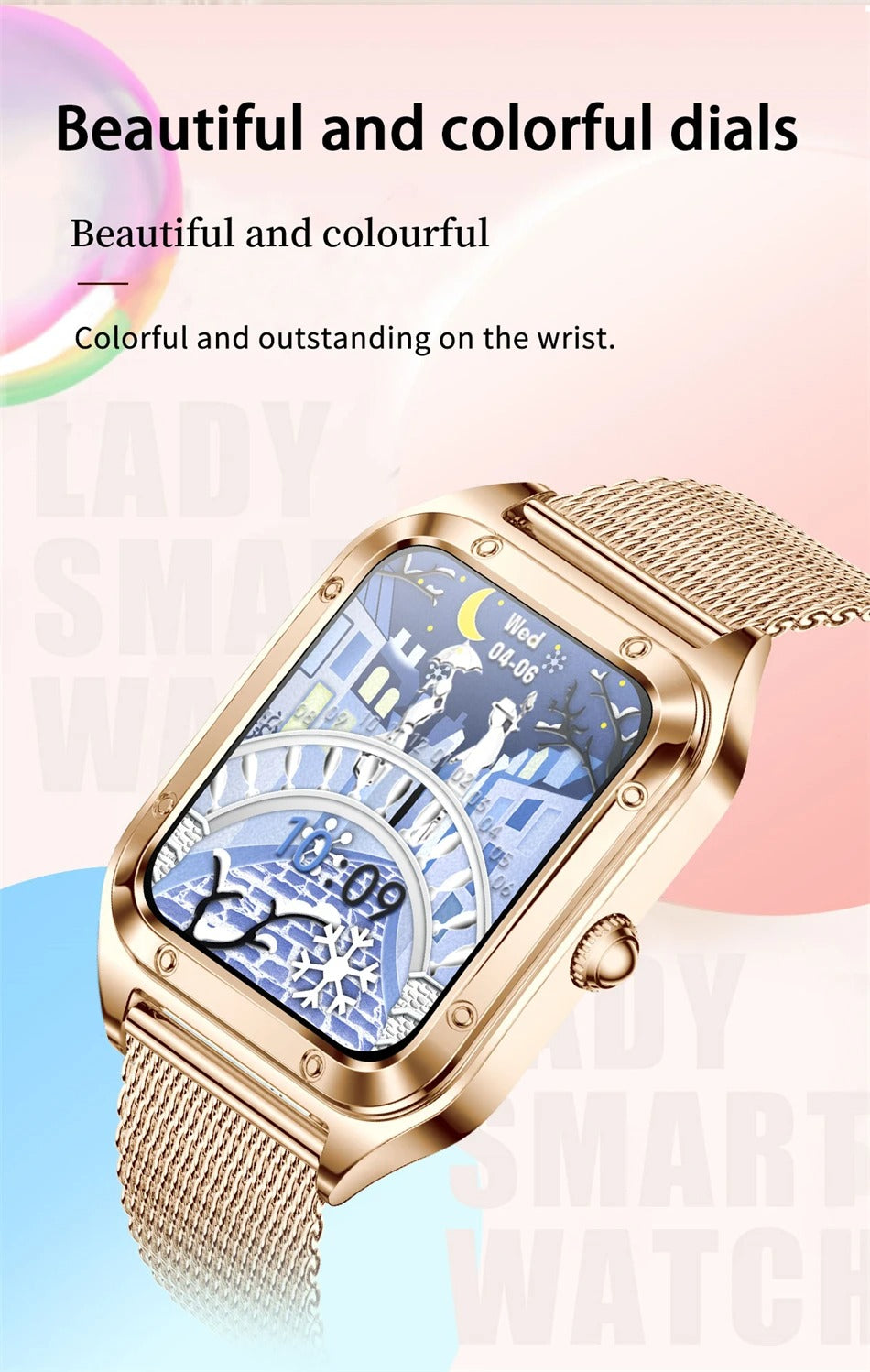 Luxury Women’s Smartwatch for iPhone – Bluetooth Call Fitness Tracker with Blood Pressure Monitor, Waterproof Sport Mode