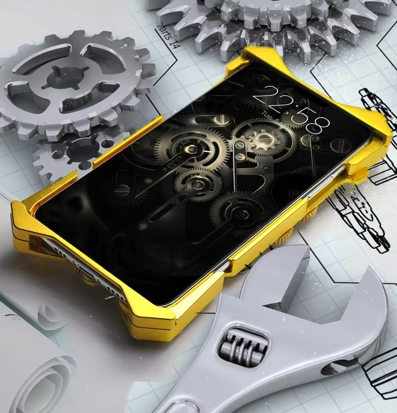 Robust Apple iPhone Case, MagSafe Compatible, Camera Lens and Screen Protection, Ultra Thin, Shockproof, Magnetic, Full All Around Protection, Gear Compass Skull Cover