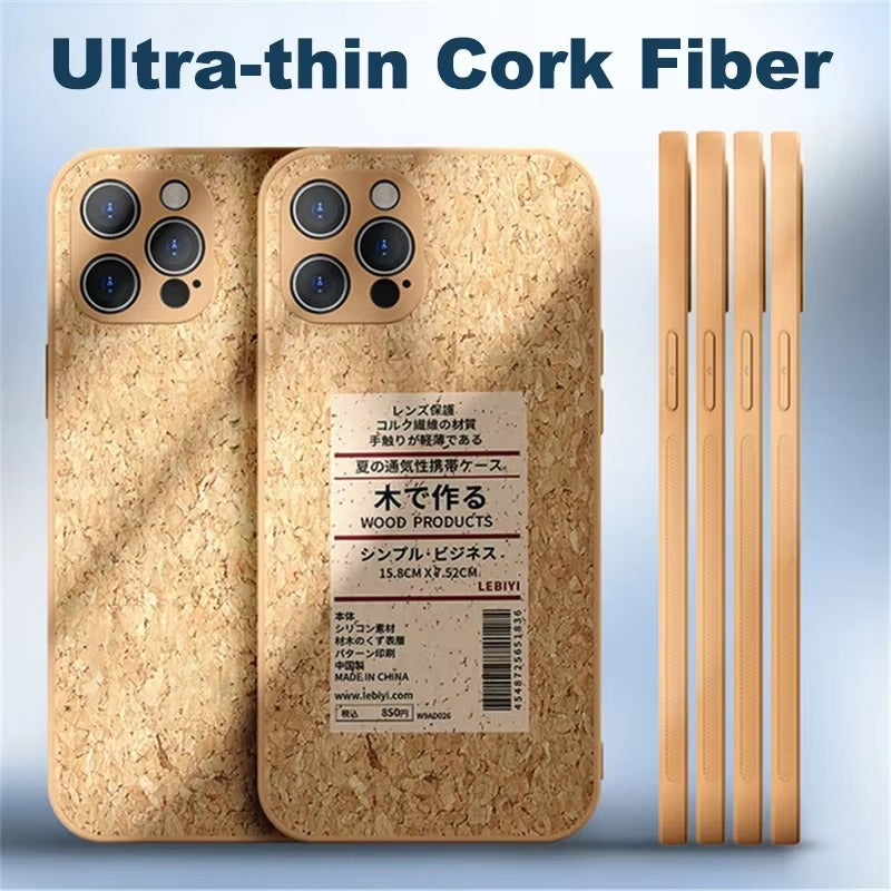 Luxury Apple iPhone Case, MagSafe Compatible, Camera Lens and Screen Protection, Ultra Thin, Shockproof, Magnetic, Full All Around Protection, Cork Wood Soft Cover