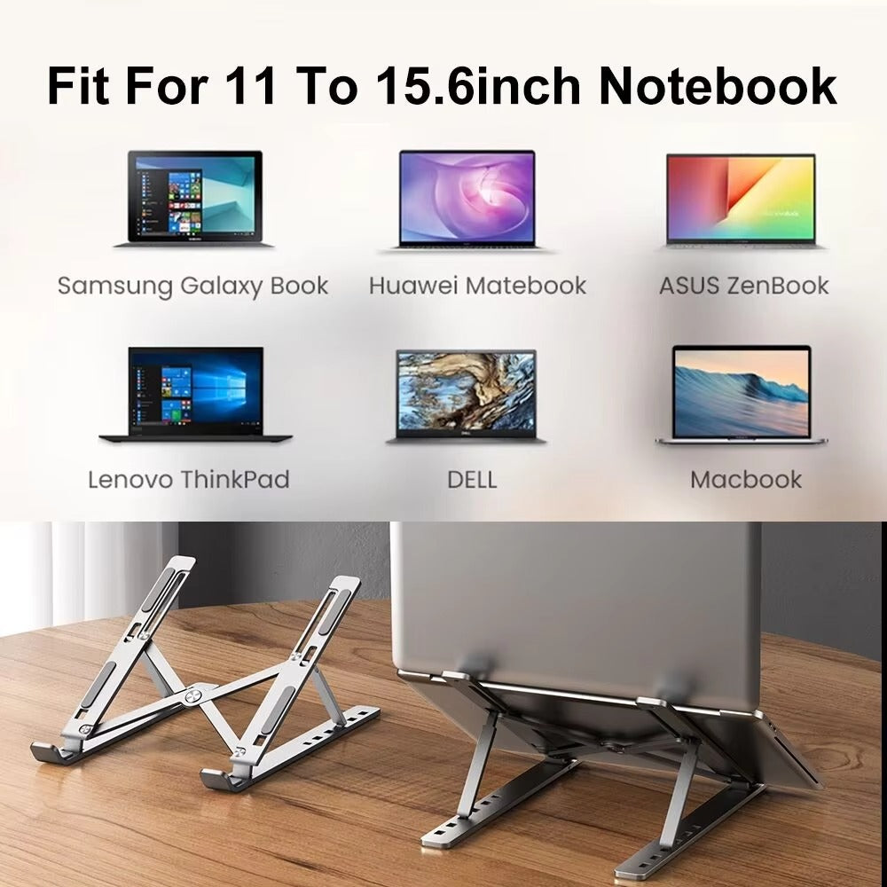 Premium Foldable Aluminum Laptop Stand – Portable Notebook Holder for MacBook Air, Pro, and PC, Adjustable Computer Support Bracket for Desk or Travel