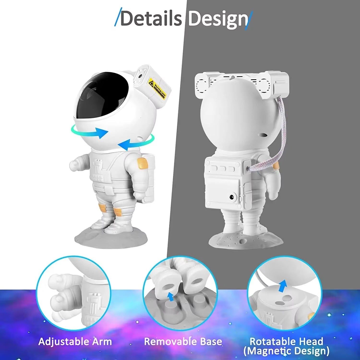 Luxury Astronaut Star Projector Night Light – 360° Adjustable Galaxy Lamp with Remote, Nebula LED Mood Light, Bedroom Ceiling Sky Decor for Kids Gift