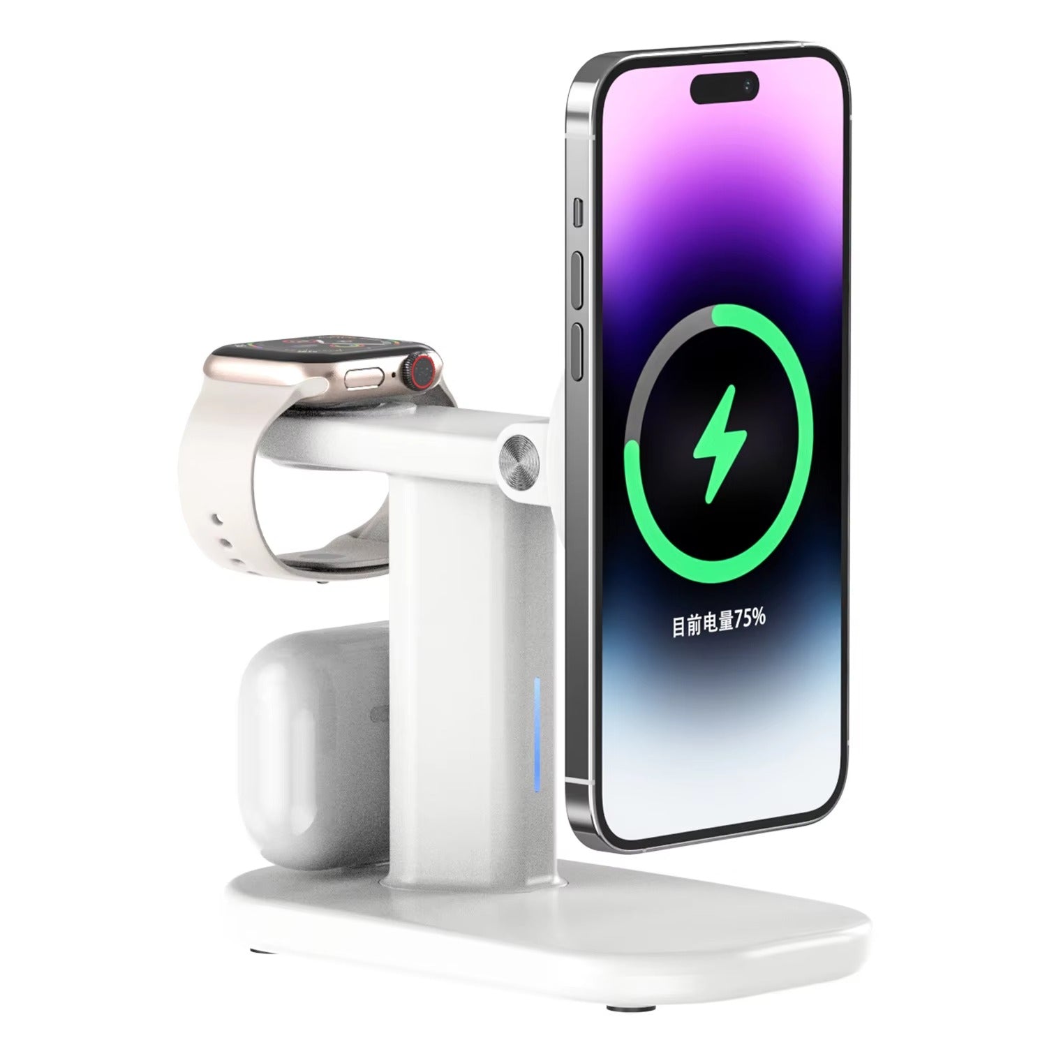 Premium Magnetic 3 in 1 Wireless Charging Station – 25W Foldable Fast Charger Stand and Phone Holder for iPhone, Apple Watch, AirPods and Qi Devices