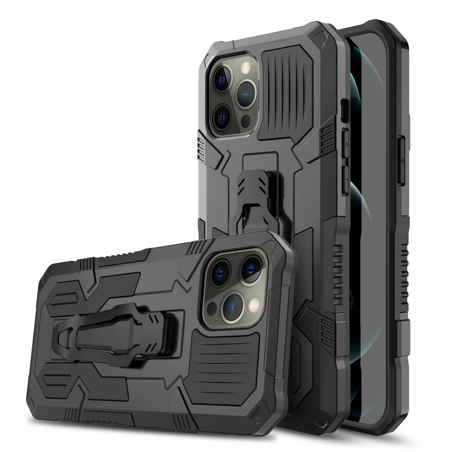 Robust Apple iPhone Case, MagSafe Compatible, Camera Lens & Screen Protection, Ultra Thin, Shockproof, Magnetic Full All Around Cover – Heavy Duty Belt Clip Case with Kickstand & Hard Rubber Back