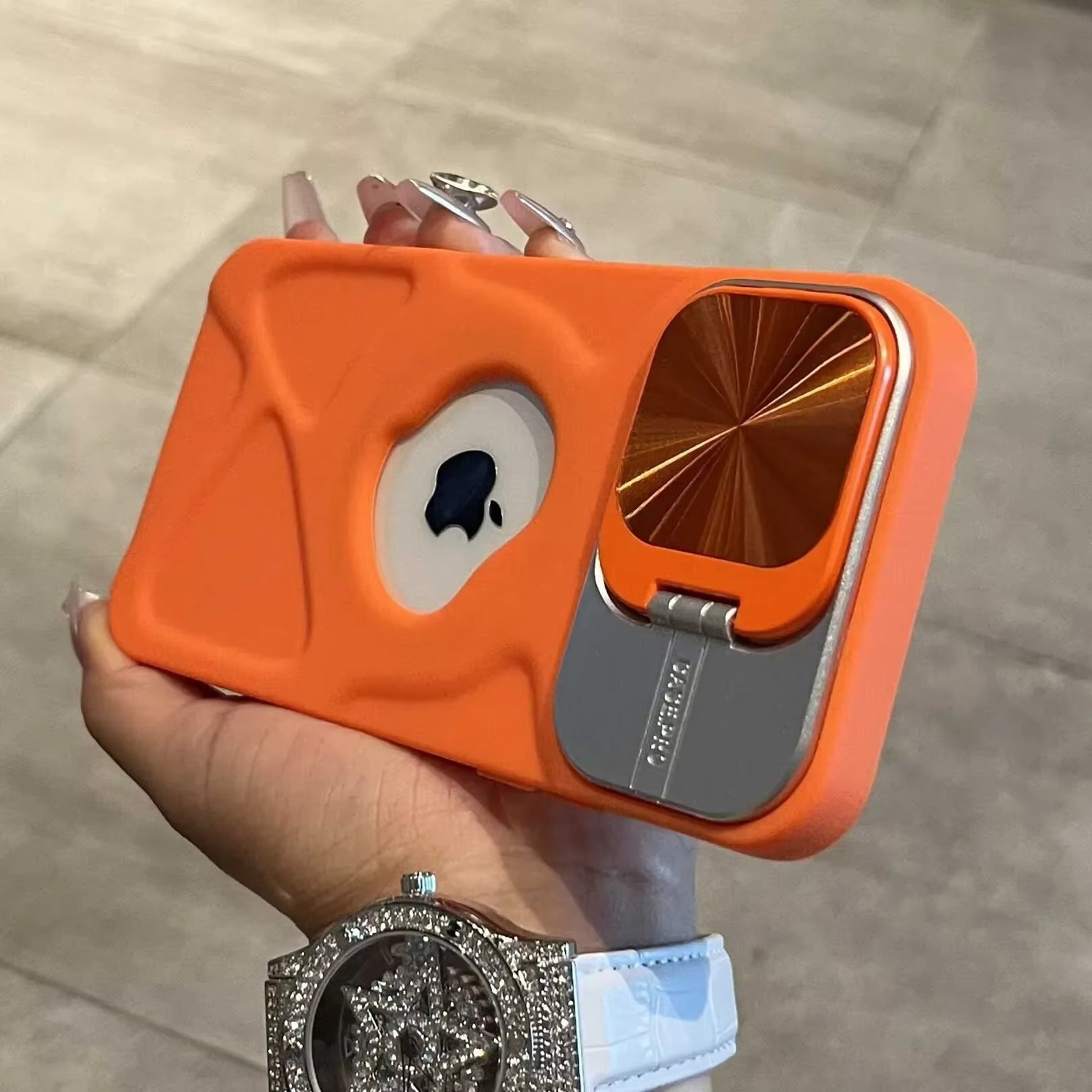 Luxury Apple iPhone Case Ultra Thin Shockproof Magnetic Full All Around Protection Cover with Matte Bracket & Logo Window