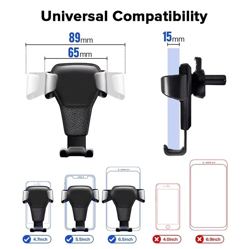 Luxury Gravity Car Phone Holder for iPhone – Air Vent Clip Mount, Hands-Free Mobile Stand, Secure GPS Navigation Support