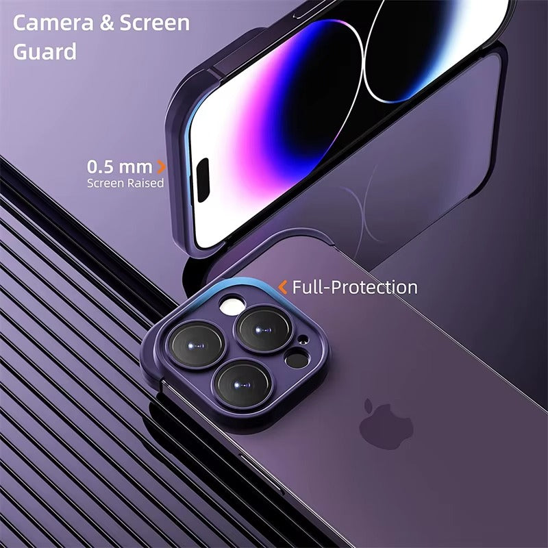 Premium Apple iPhone Case, MagSafe Compatible, Camera Lens & Screen Protection, Ultra Thin, Shockproof, Magnetic Full All Around Cover – Frameless TPU Silicone Bumper Case with Built-In Glass Lens Protector