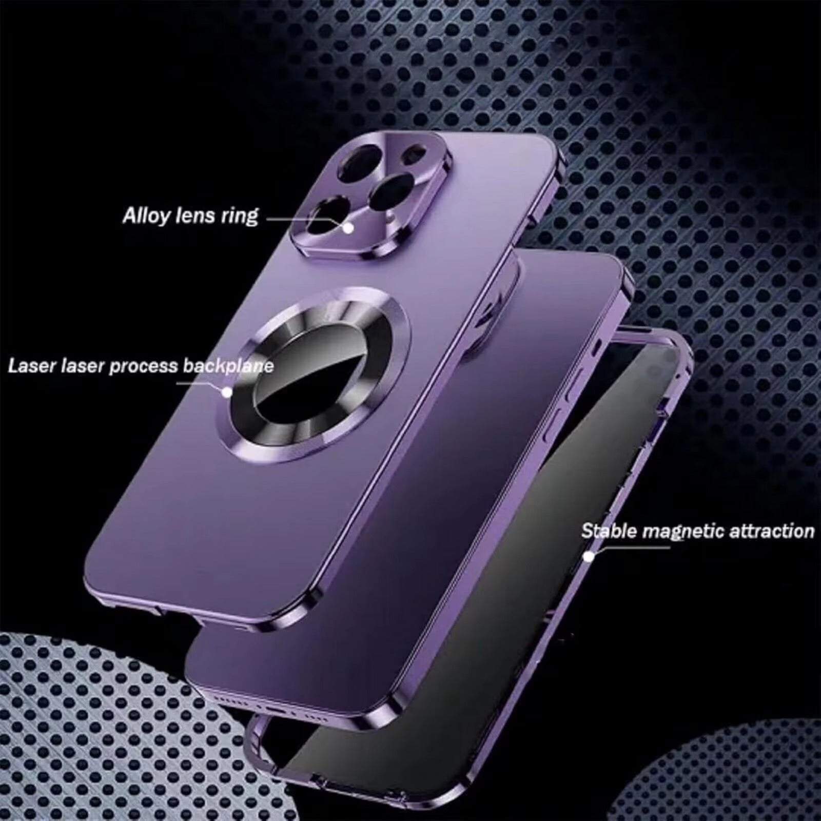 Premium Apple iPhone Case MagSafe Shockproof Magnetic Full All Around Protection Cover with Double Glass Alloy Frame