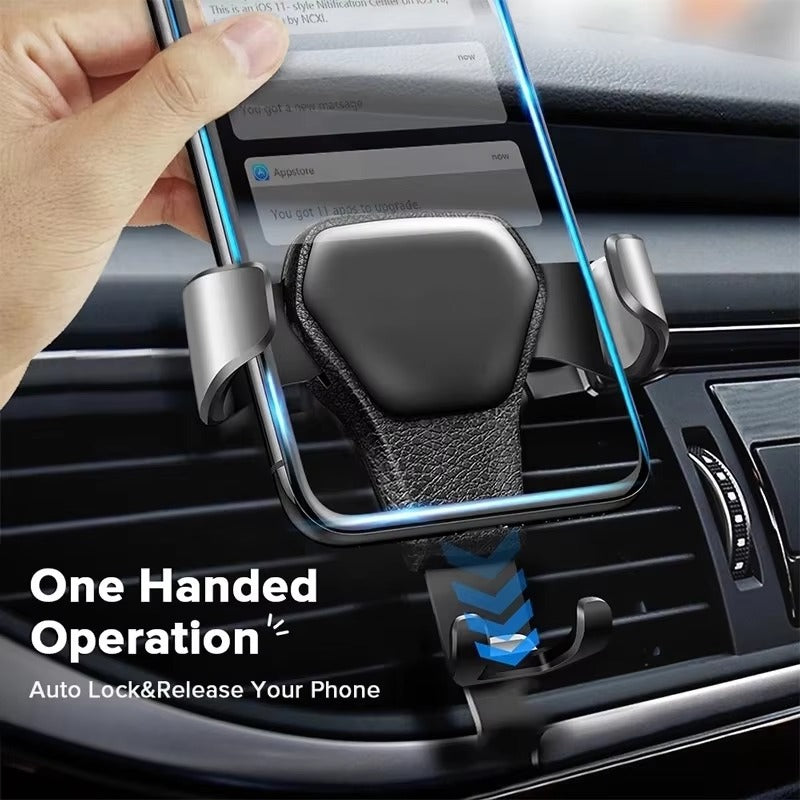 Luxury Gravity Car Phone Holder for iPhone – Air Vent Clip Mount, Hands-Free Mobile Stand, Secure GPS Navigation Support