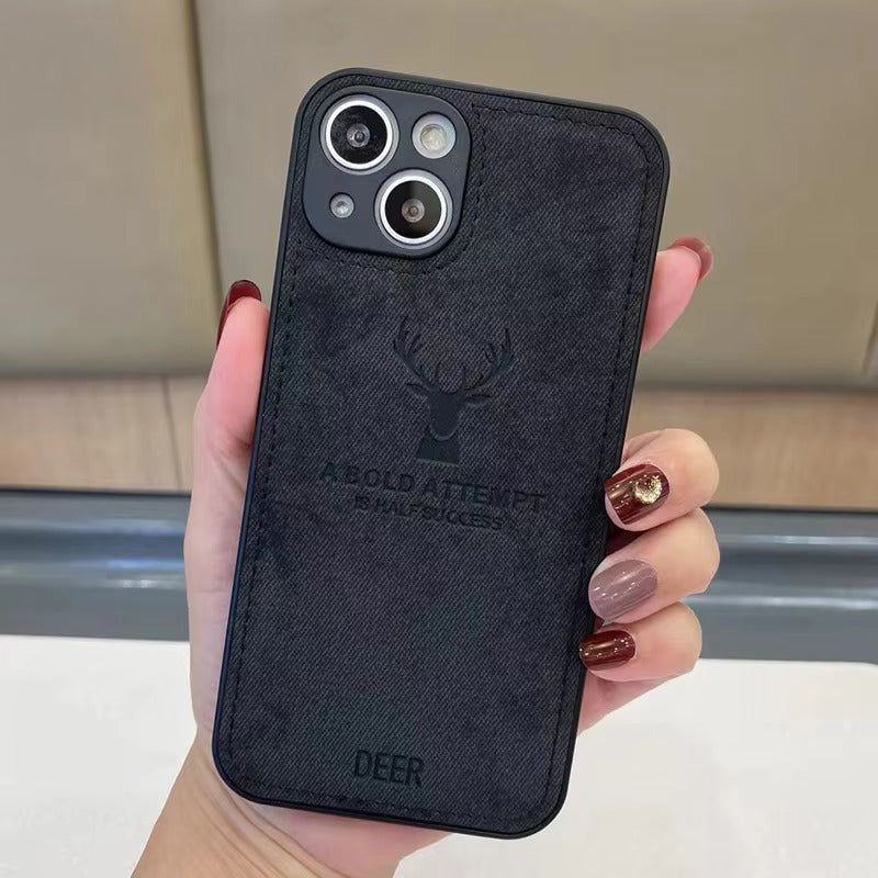 Luxury Textured Canvas iPhone Case with MagSafe Support, Shock-Absorbing Bumper Frame, Leather Feel Grip, Drop Protection