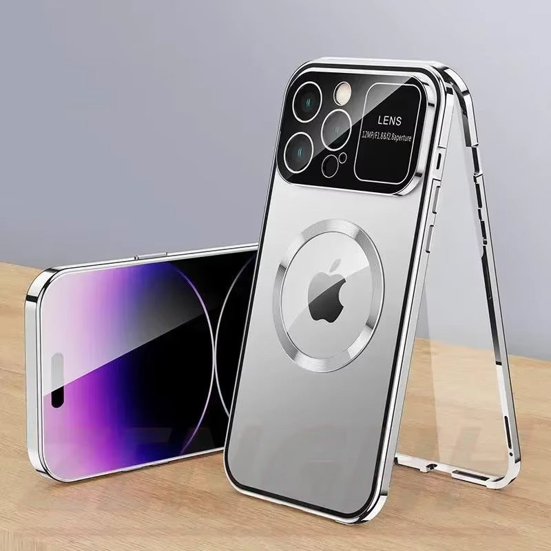 High Quality Apple iPhone Case MagSafe Compatible, Camera Lens & Screen Protection, Cover with Double Glass Window Design