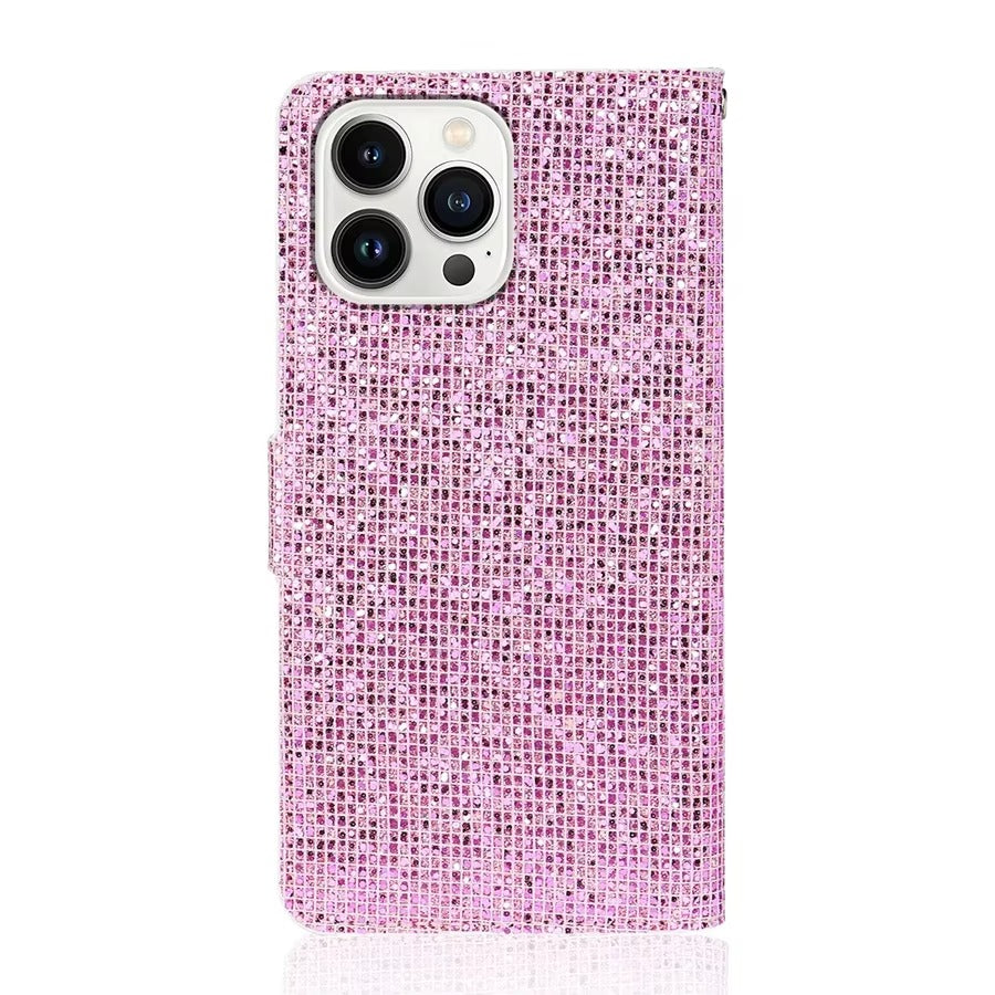 Luxury Apple iPhone Case, MagSafe Compatible, Camera Lens and Screen Protection, Ultra Thin, Shockproof, Magnetic, Full All Around Protection, Glitter Wallet Strap Cover