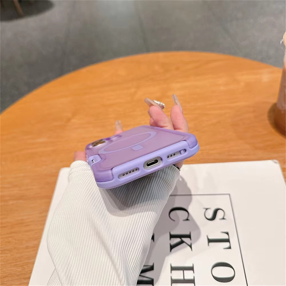 High Quality Apple iPhone Case, MagSafe Compatible, Camera Lens & Screen Protection, Ultra Thin, Shockproof, Magnetic Full All Around Cover – Dual Color Matte Armor Case with Wrist Strap & Magnetic Lanyard