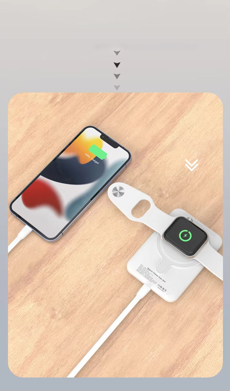 Premium, 10000mAh Magnetic Wireless Power Bank – PD Fast Charging, Portable Battery Source for iPhone, Apple Watch, AirPods