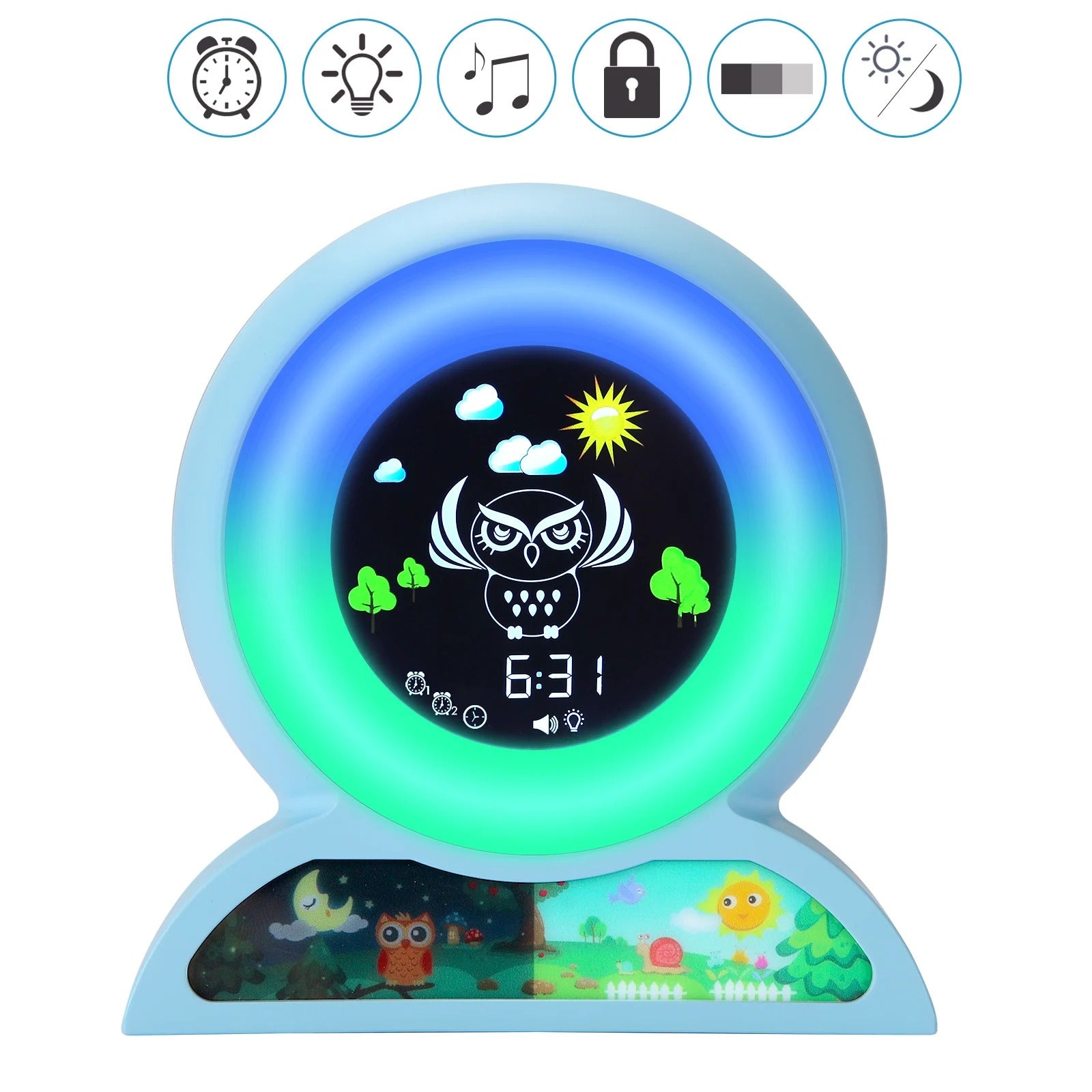 Premium Kids Sleep Training Alarm Clock – Cute Animal Digital Wake Up Night Light with Snooze, Color Changing, Music, Temperature Display