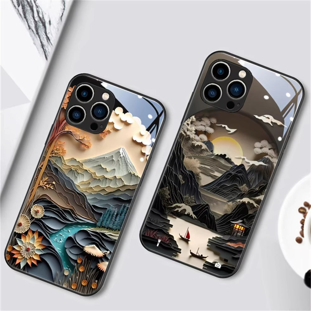 Premium Apple iPhone Case, MagSafe Compatible, Camera Lens and Screen Protection, Ultra Thin, Shockproof, Magnetic, Full All Around Protection, LED Mount Fuji Glass Cover